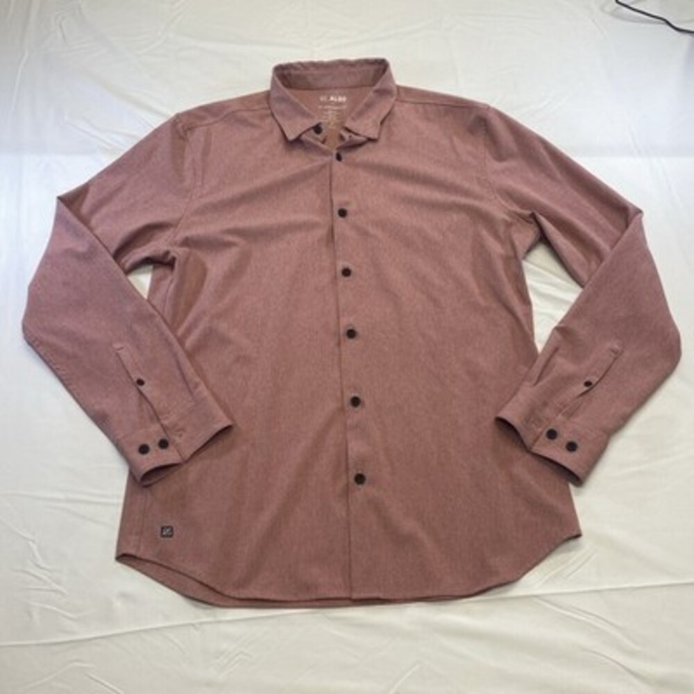NWOT 01.Algo Performance Mens Commuter Long Sleeve Button Shirt Coral Medium
